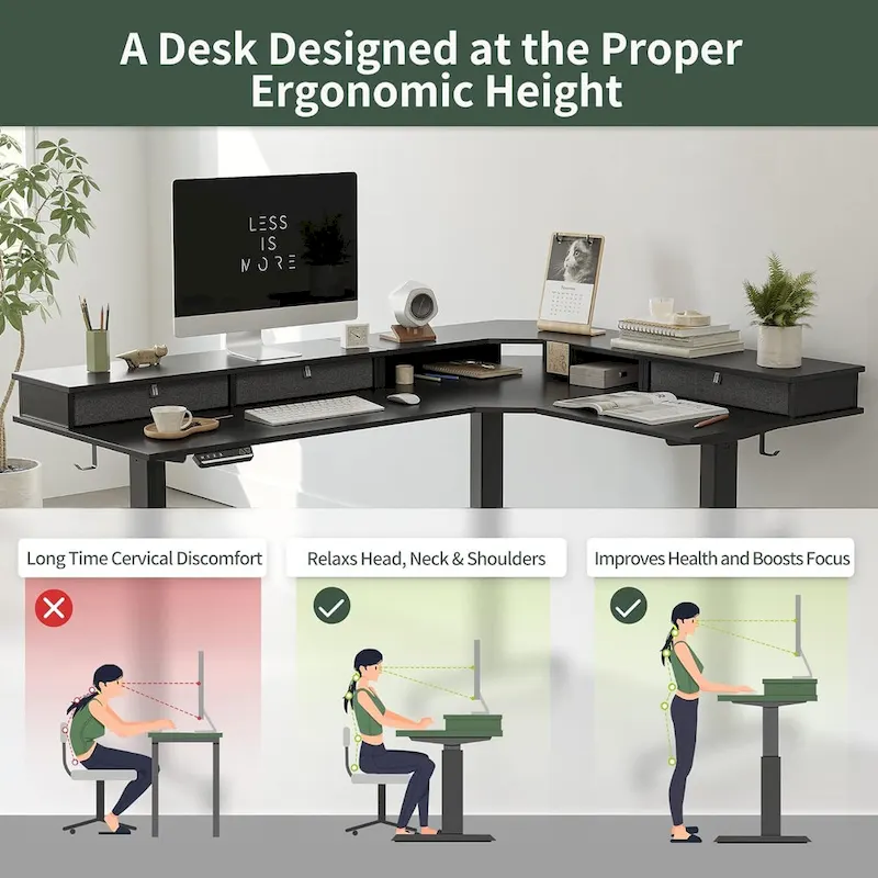 FEZIBO/Home Office Furniture/Brown&Black/Wood/Standing Desk/Desks