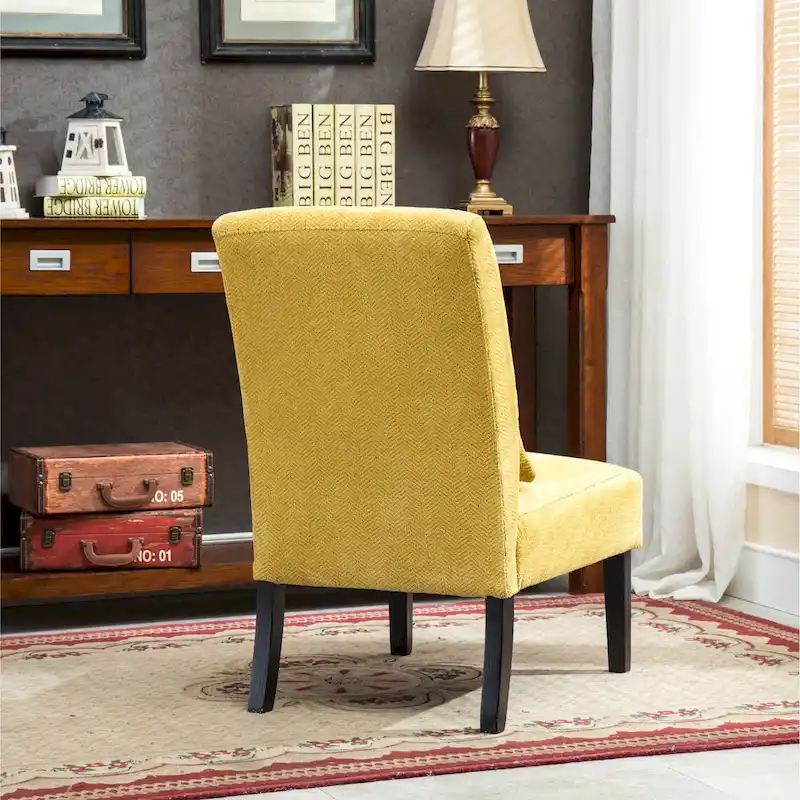 Modern 31.75 High Back Polyester Upholstered Accent Chair with Pillow and Tapered Legs