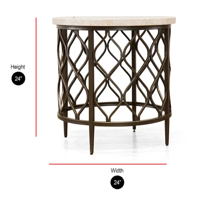 Stone Top Round Side Table