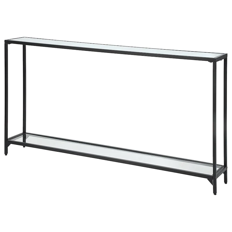 Copper Grove Metal and Tempered Glass Narrow Console Table