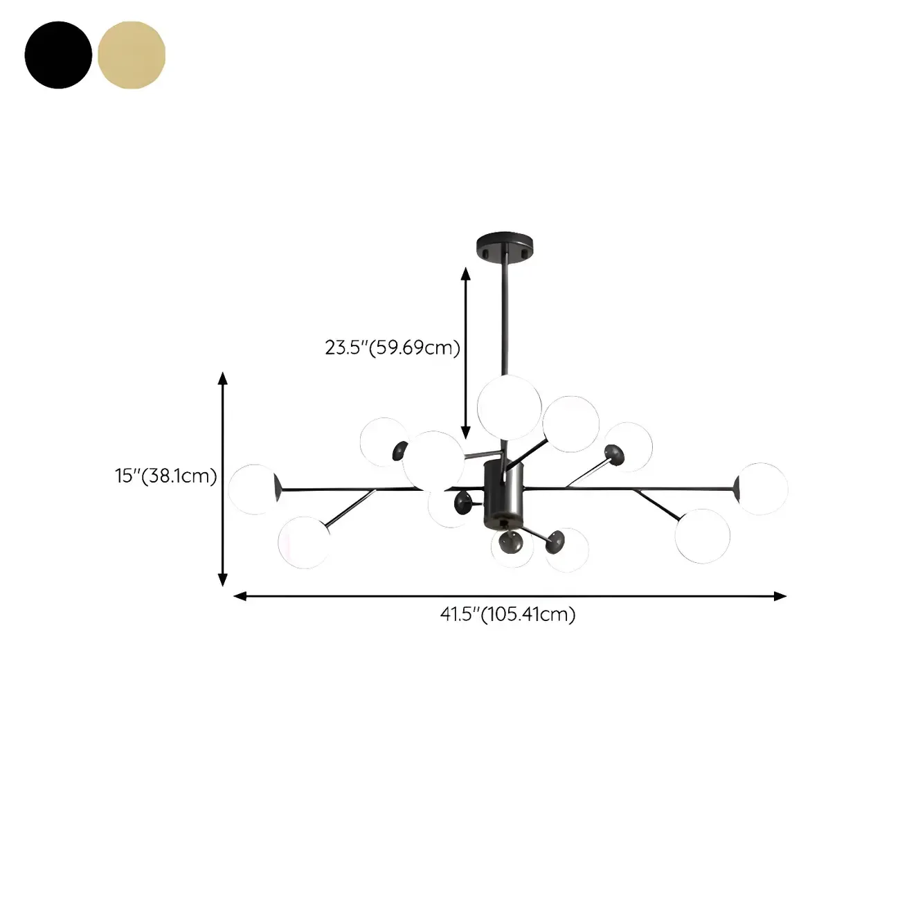 Mid-Century Modern White Globe Glass Sputnik Chandelier