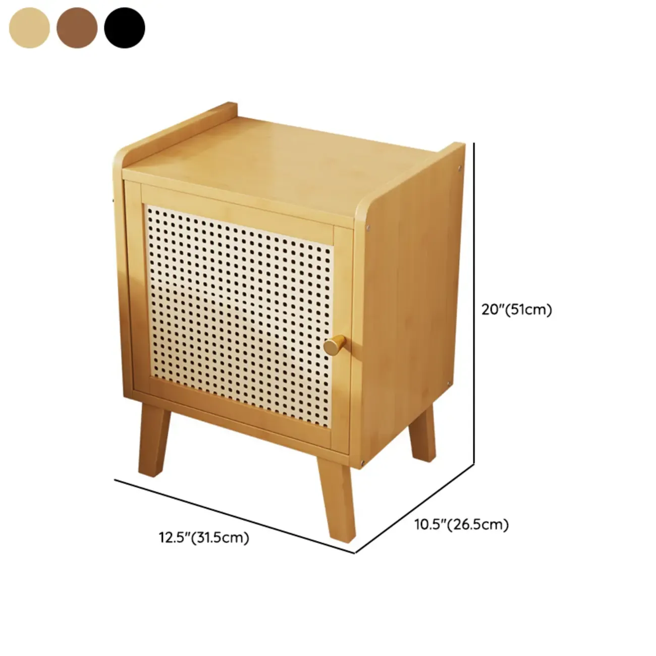 Scandinavian Bedside Table Natural Solid Wood Nightstand