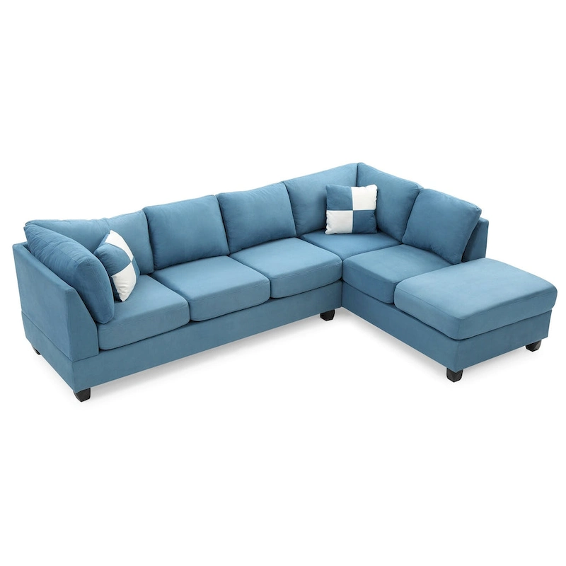 Malone 111 in. Suede 4-Seater Sectional Sofa with 2-Throw Pillow - 111L x 78W x 34H