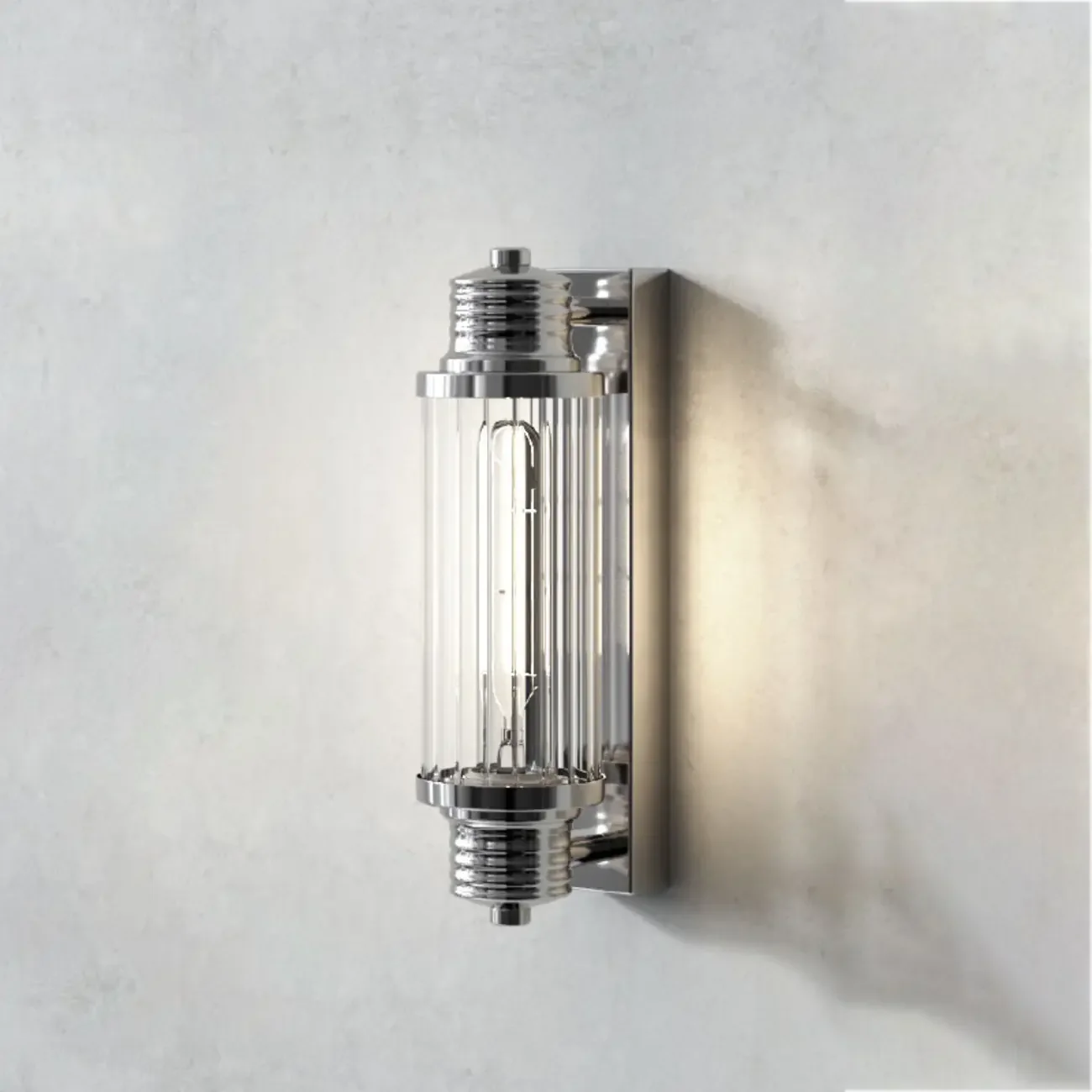 Chrome Glass Cylinder Vertical Wall Sconce