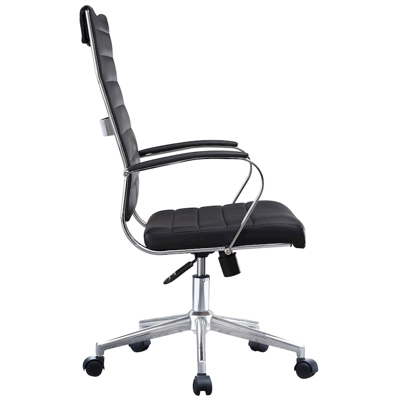 Modern High Back Office Chair Ribbed PU Leather Manager Tilt Conference Room Computer Desk Boss Task Executive Boss