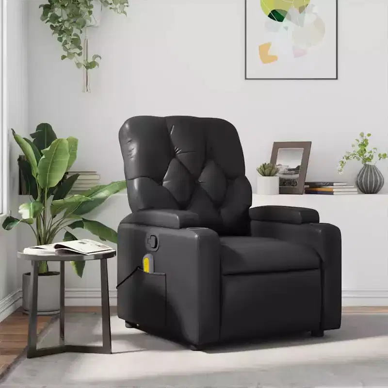 vidaXL Massage Recliner Chair Cream Faux Leather