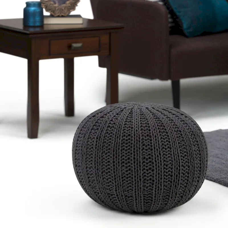 WYNDENHALL Grandville Boho Round Hand Knit Pouf