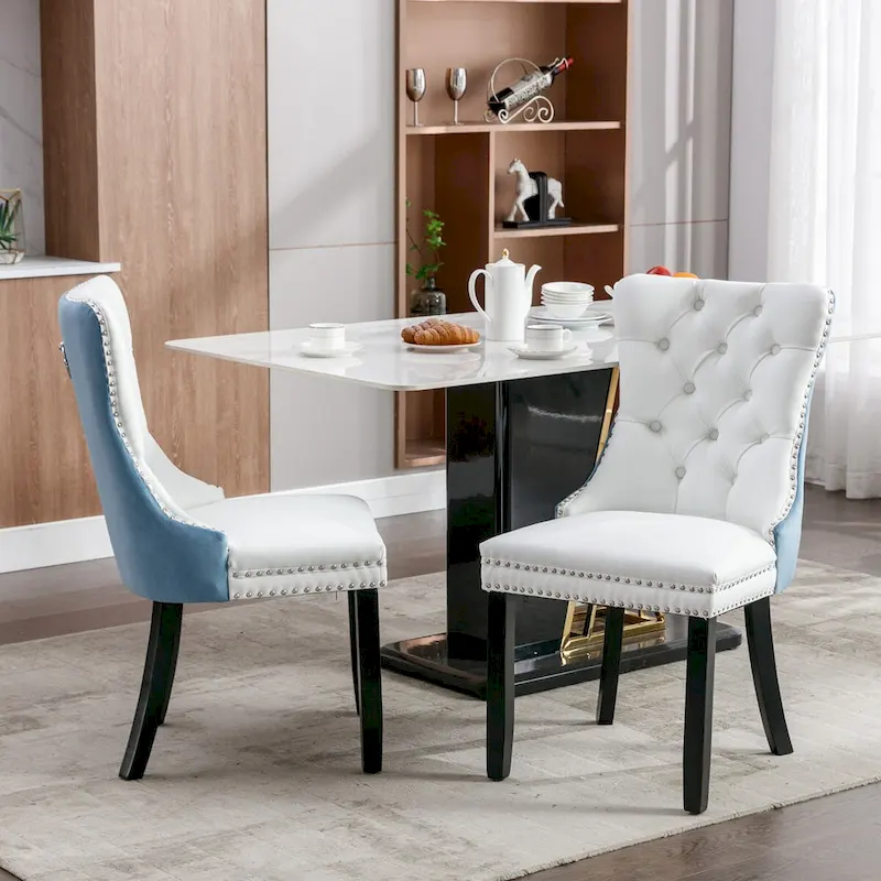 High-end Tufted Upholstered Nailhead Trim Dining Chair, Set of 2