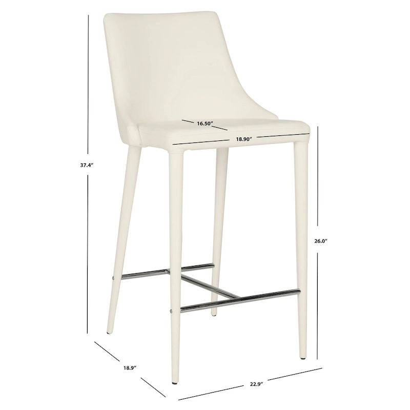 SAFAVIEH Soledad 26-inch White Counter Stool (Set of 2) - 22.9  x 18.9  x 37.4  - 23Wx19Dx37H