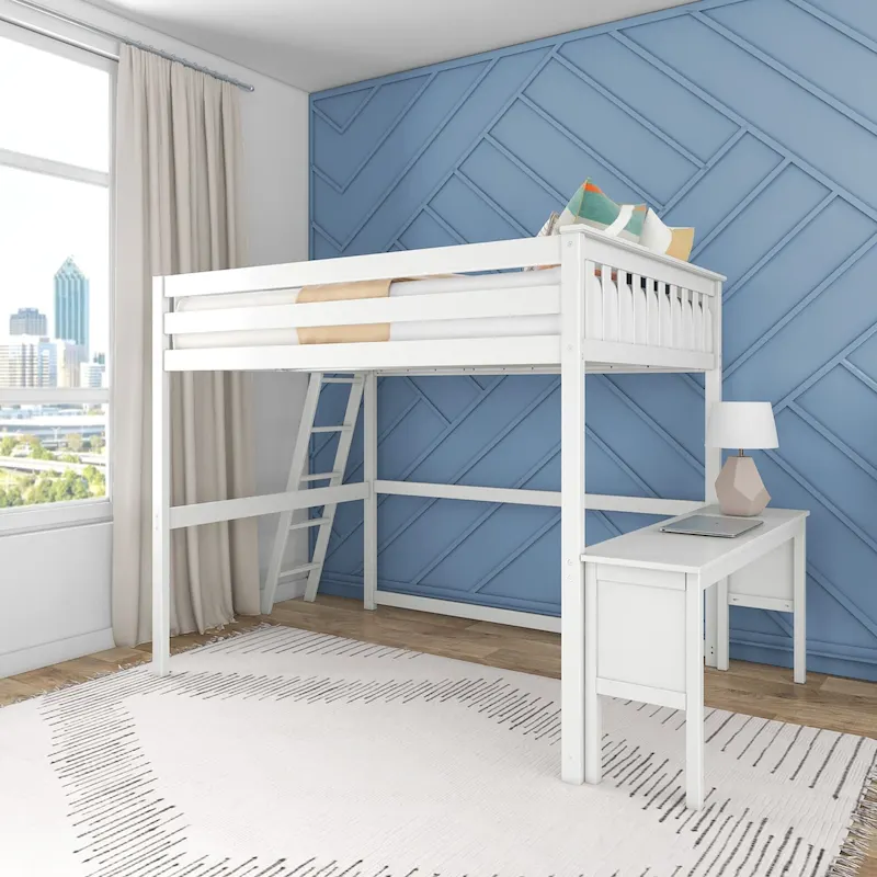 Max and Lily Full-Size High Loft Bed with Desk
