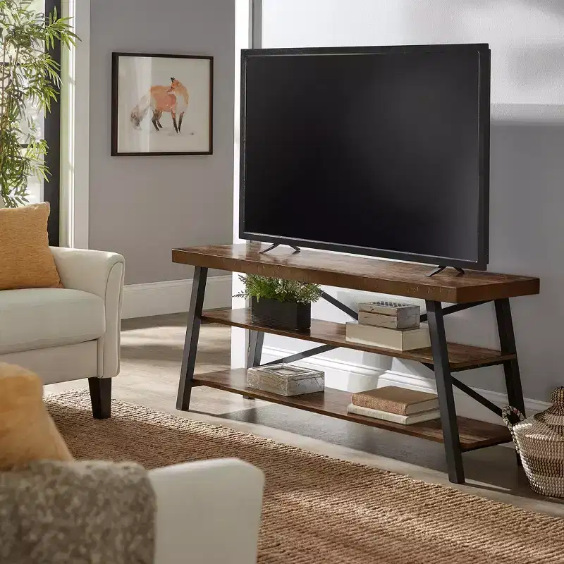 Newsome Rustic X-Base 60-inch TV Stand - Brown - iNSPIRE Q