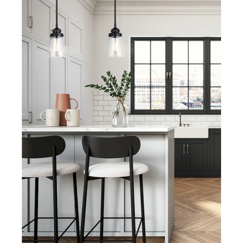 Declan 1 Light Pendant, Black Finish
