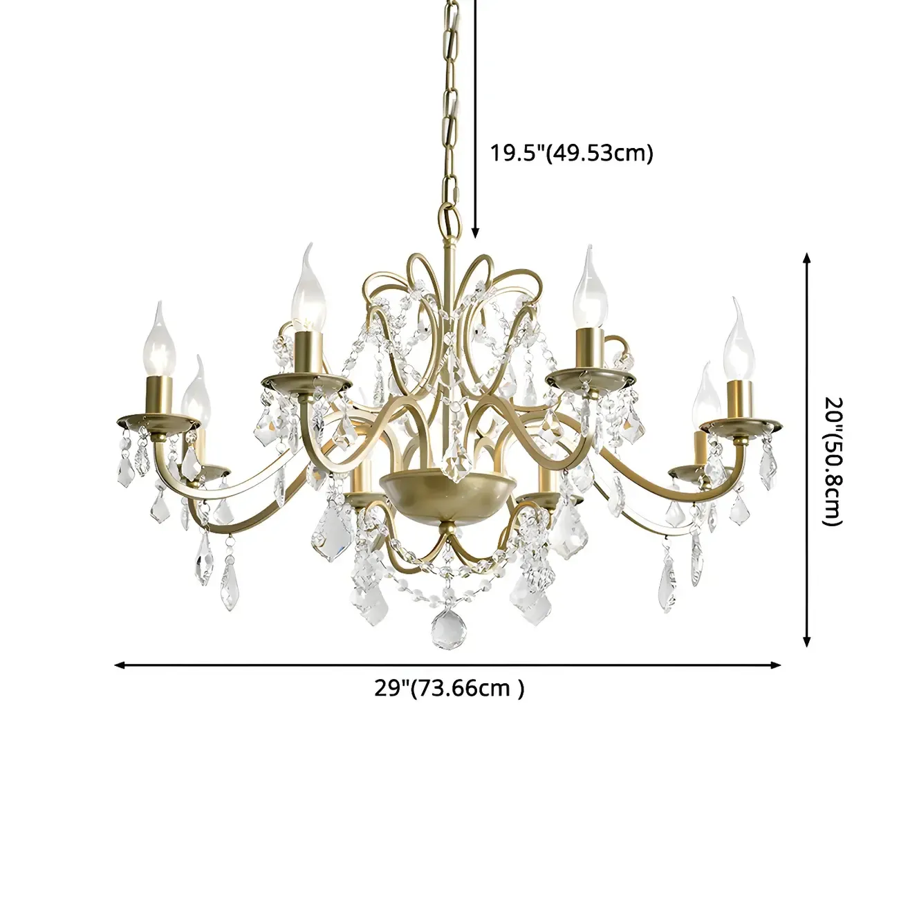 Gold Crystal Curved Metal Elegant Chandelier Light