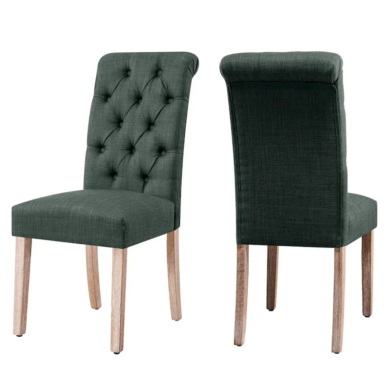 Linen Parsons Modern Button Dining Chair (Set of 2)