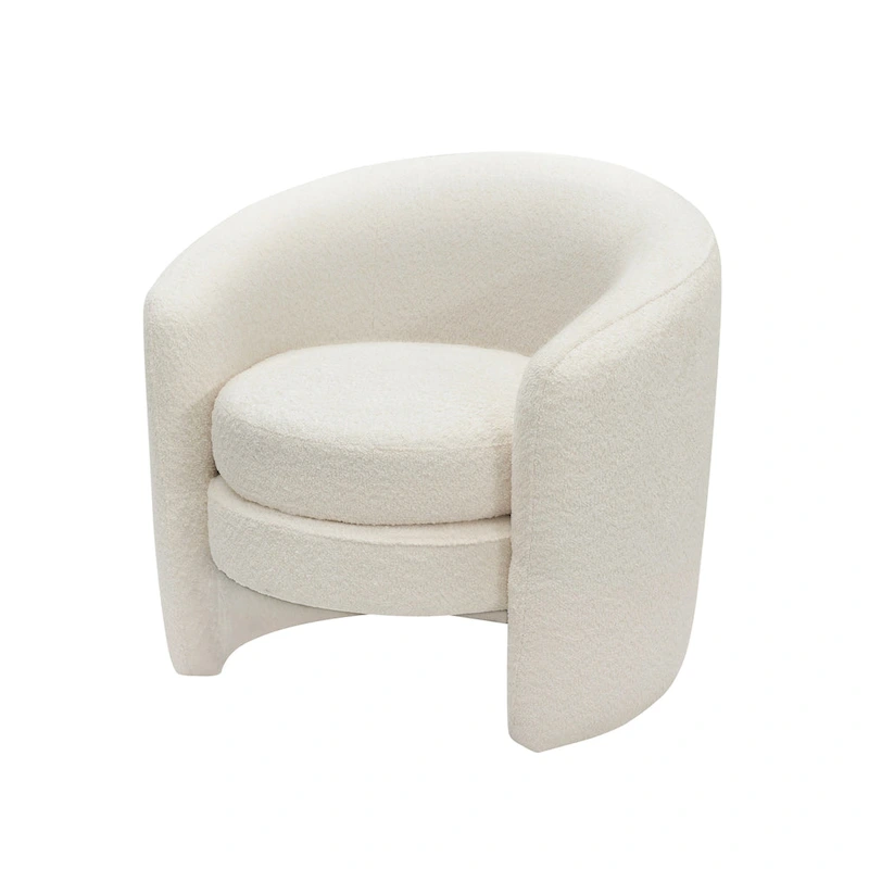 Boucle Upholstered Accent Chair with Curved Back, Plush Seating and No Assembly Required
