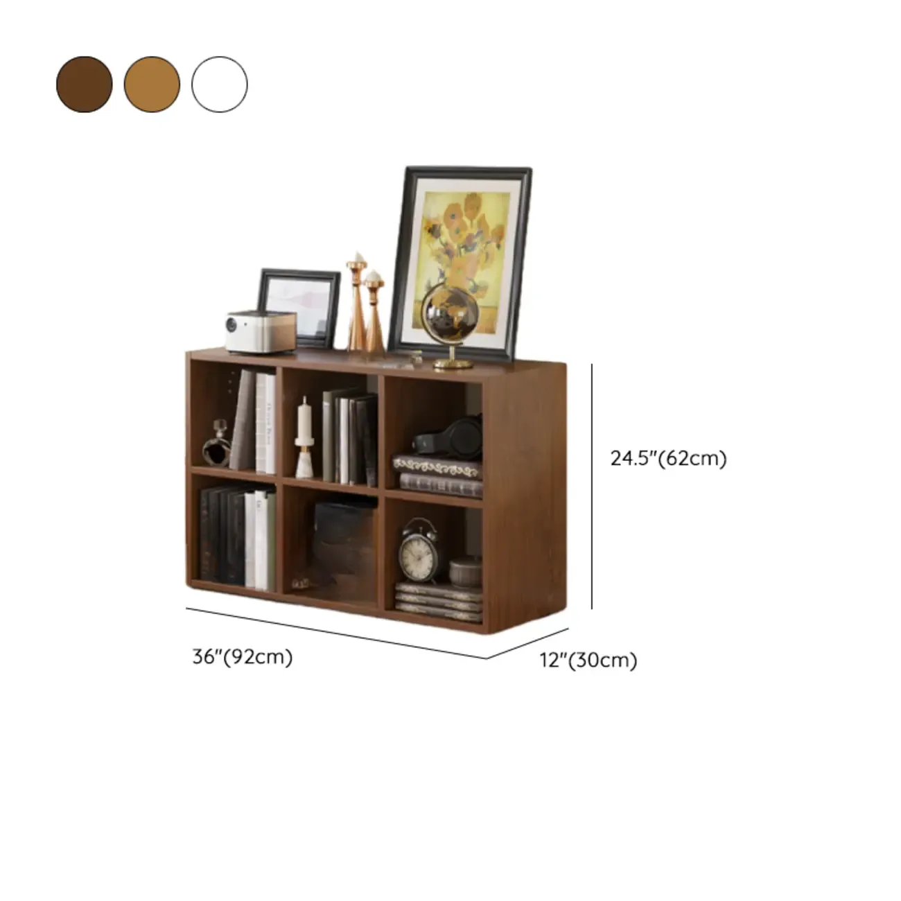 Classic Brown Cherry Wood Open Back Cube Bookcase