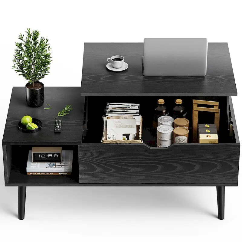 Lift Top Coffee Storage Wood Tables with Hidden Compartment Small Dining Desk for Home Living Room Office