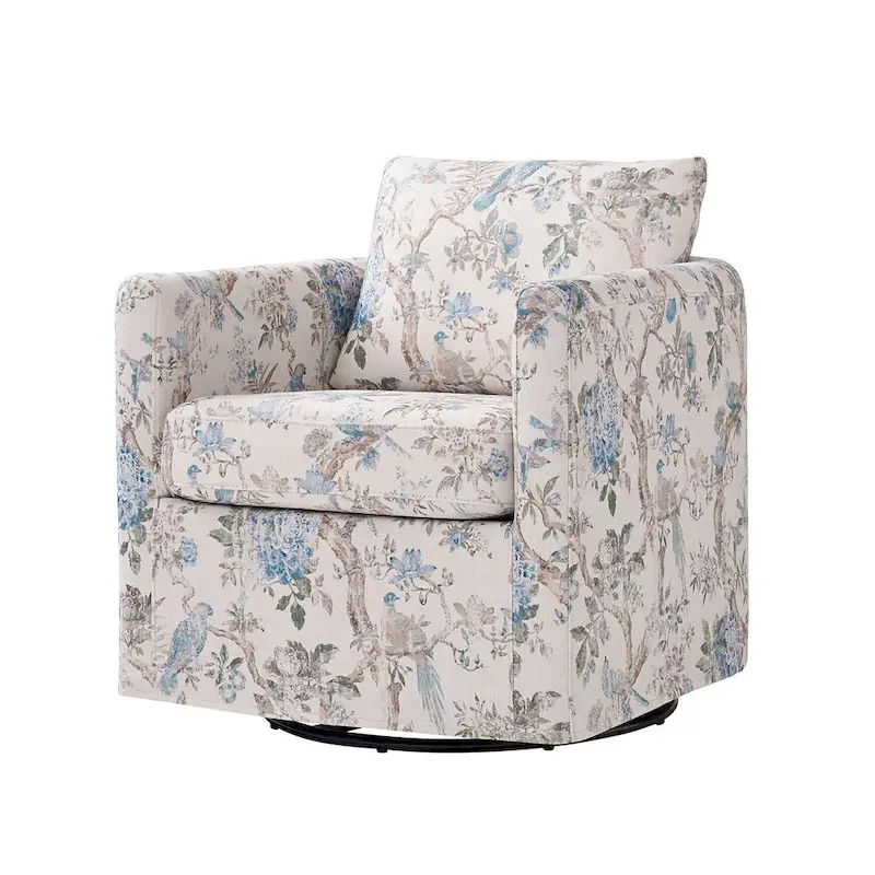 Erkenbald Modern Slipcovered Swivel Chair with Removable Cushion by HULALA HOME