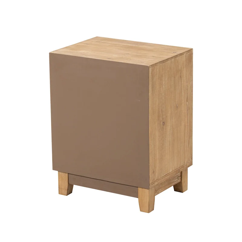 COZAYH 3-DrawerFarmhouseDresserwith Handicraft Wood Ring Motif, Rustic Nightstand Wooden Finish, Boho, Natural Wood