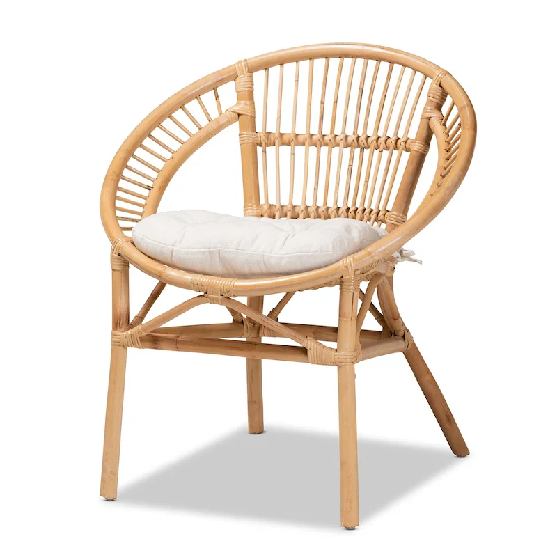 Adrina Modern Bohemian Natural Brown Rattan Dining Chair