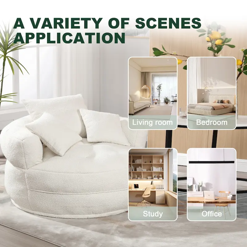 Circular wide living room fabric sofa, balcony homestay lazy sofa chair