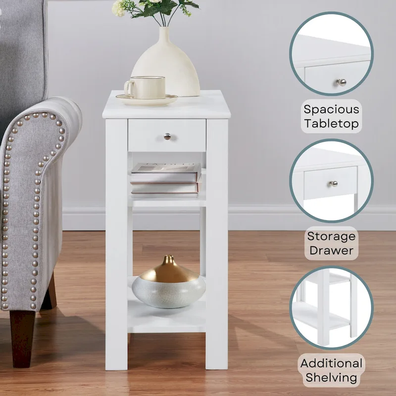 Single-Drawer Sofa Side Table with Shelf