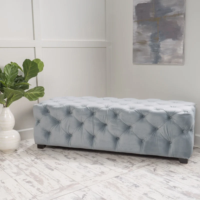 Piper Glam Tufted Velvet Ottoman Bench by Christopher Knight Home