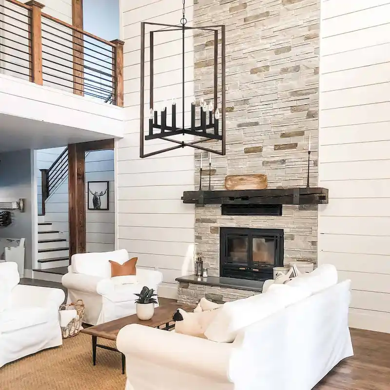 Finnick 12-light 31 Inch Farmhouse Rustic Chandelier with Wood Grain - N/A