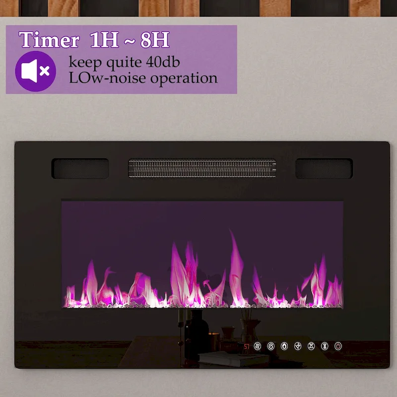 Entertainment Hub w/Fireplace Insert Compatibility Sleek Media Center