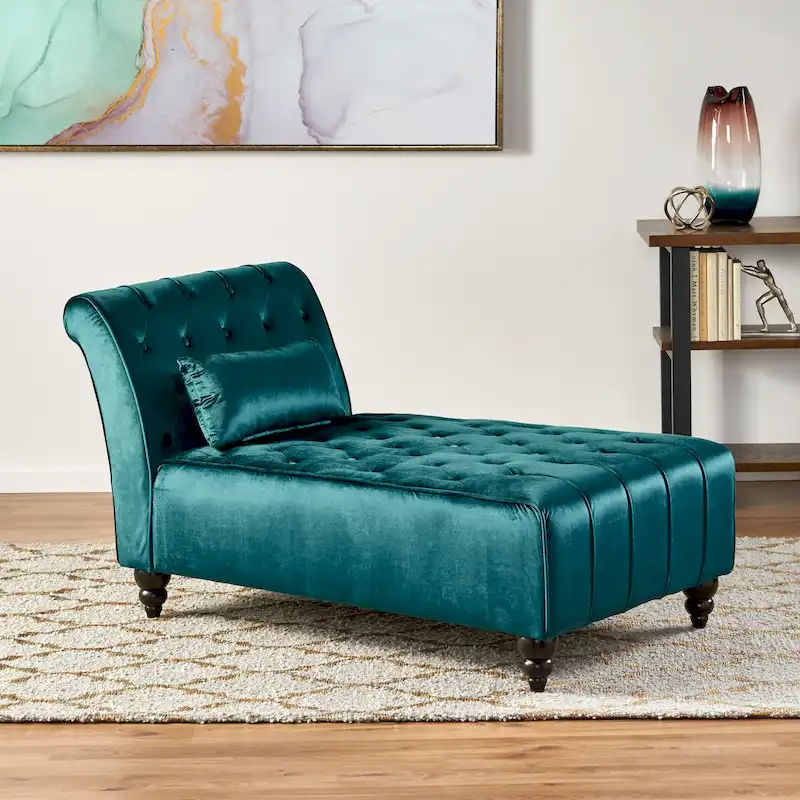Rubie Modern Glam Tufted Velvet Chaise Lounge by Christopher Knight Home