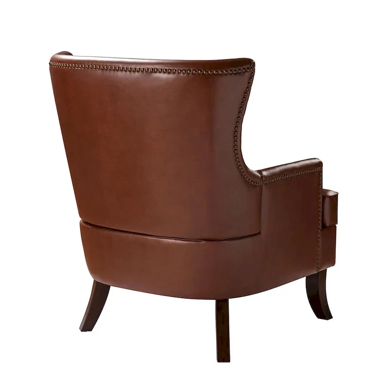 Angeles Mid-century Modern Ergonomic Vegan Leather Armchair with Wingback Set of 2 by HULALA HOME