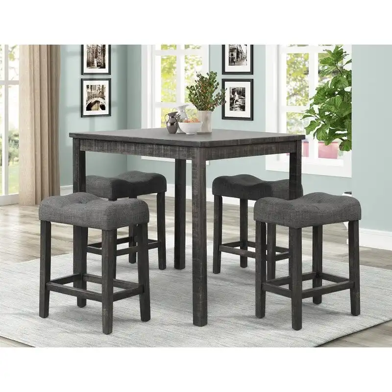 Best Master Furniture 5 Piece Square 36 x 36 Rustic Farmhouse Counter Height Set