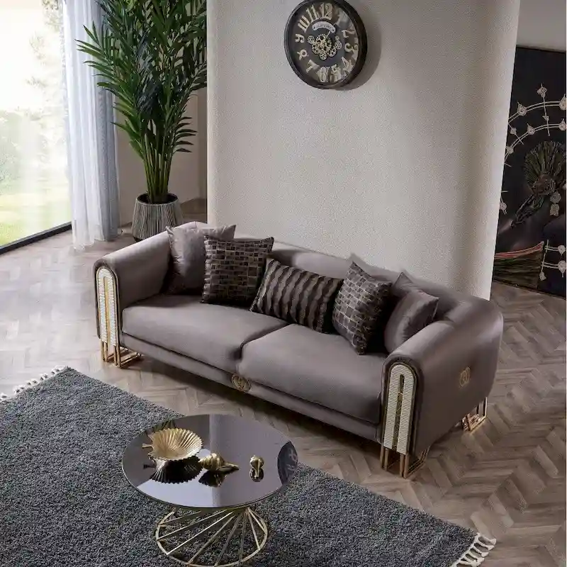 Kamelya 2-Pieces One Sofa One Loveseat Living Room Set, Metal Leg, Pillow Back