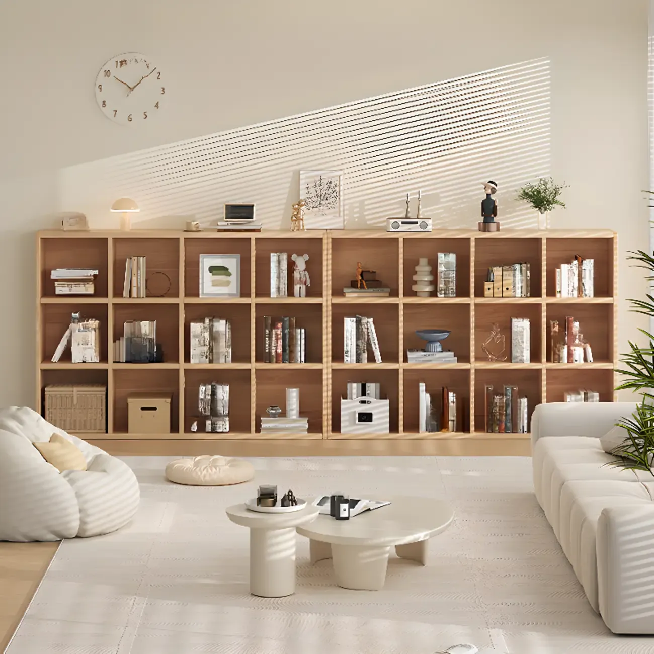 Modern Modular Rectangular Lateral Pine Wood Bookcase