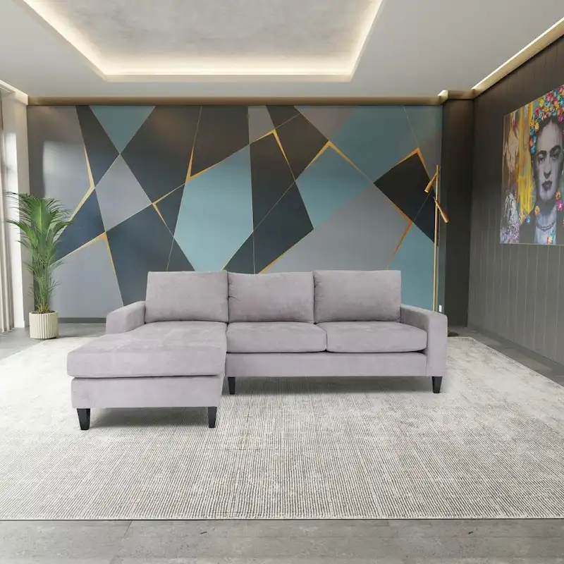 Coast to Coast Sofas Contemporary L Shaped Sectional Sofa Polyester Nylon Solid Wood Frame Upholstered