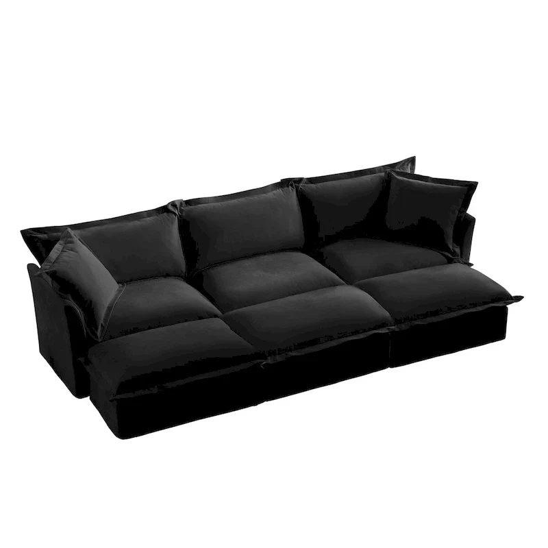 120 Chenille 3-Seater Sectional Sofa with 3 Ottomans