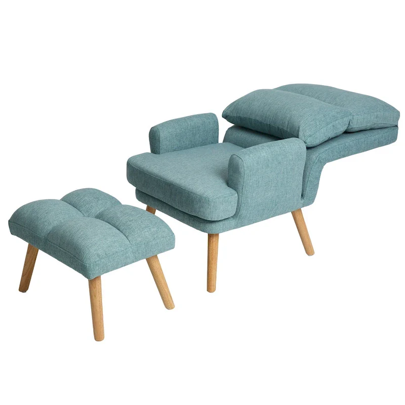 Fabric Armchair Accent Chair with Ottoman Set