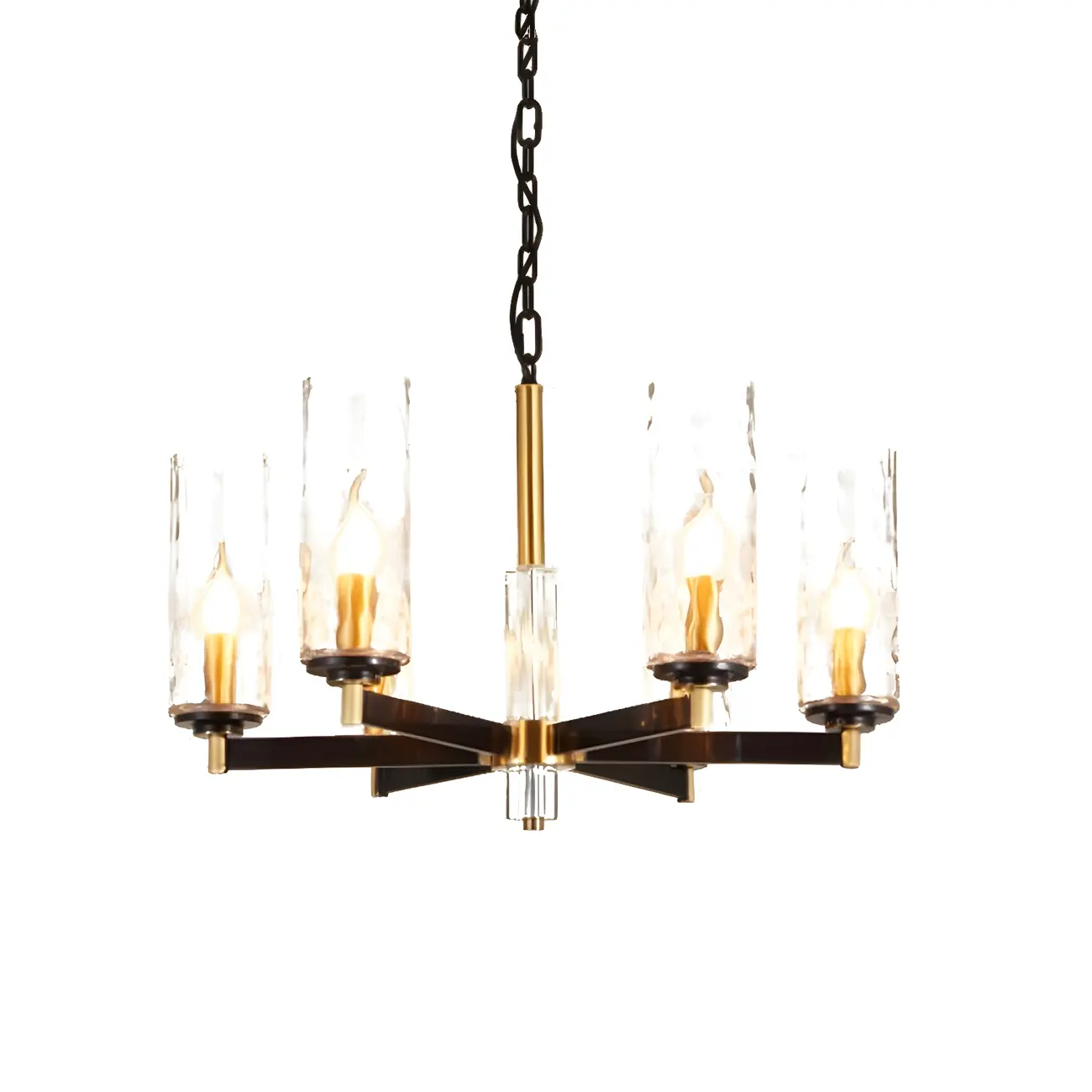 Modern Stylish Black-Gold Cylinder Glass Chandelier