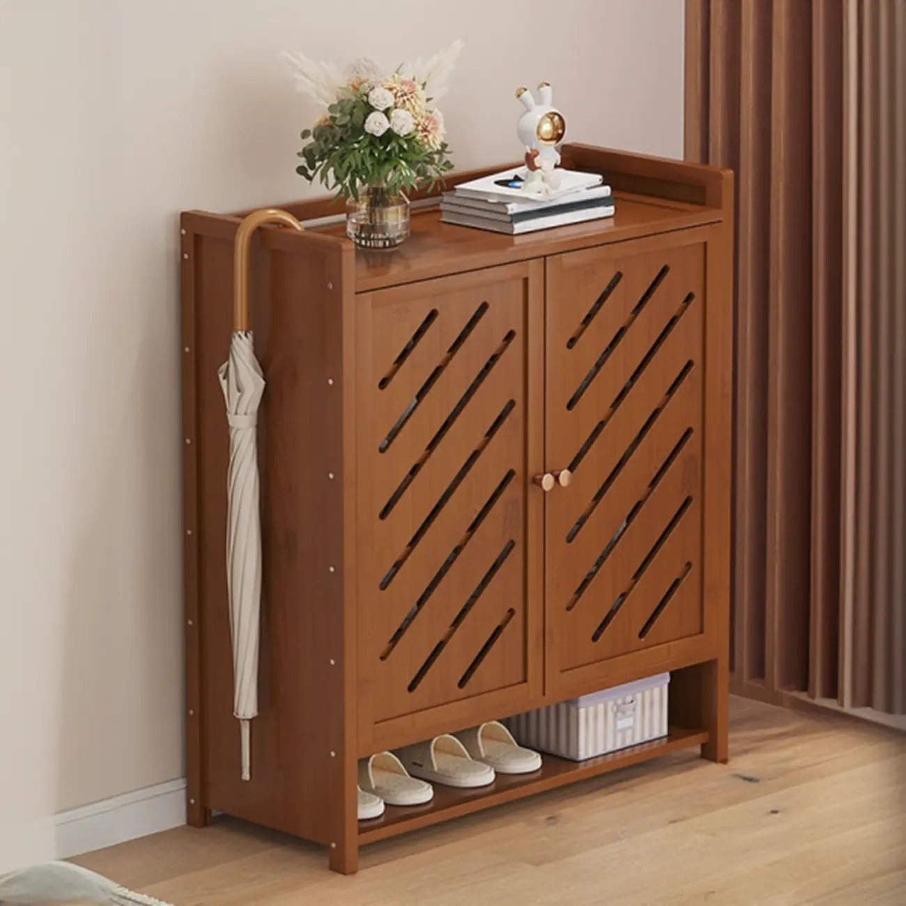Adjustable Wooden Acrylic Door Multi-Layer Shoe Cabinet