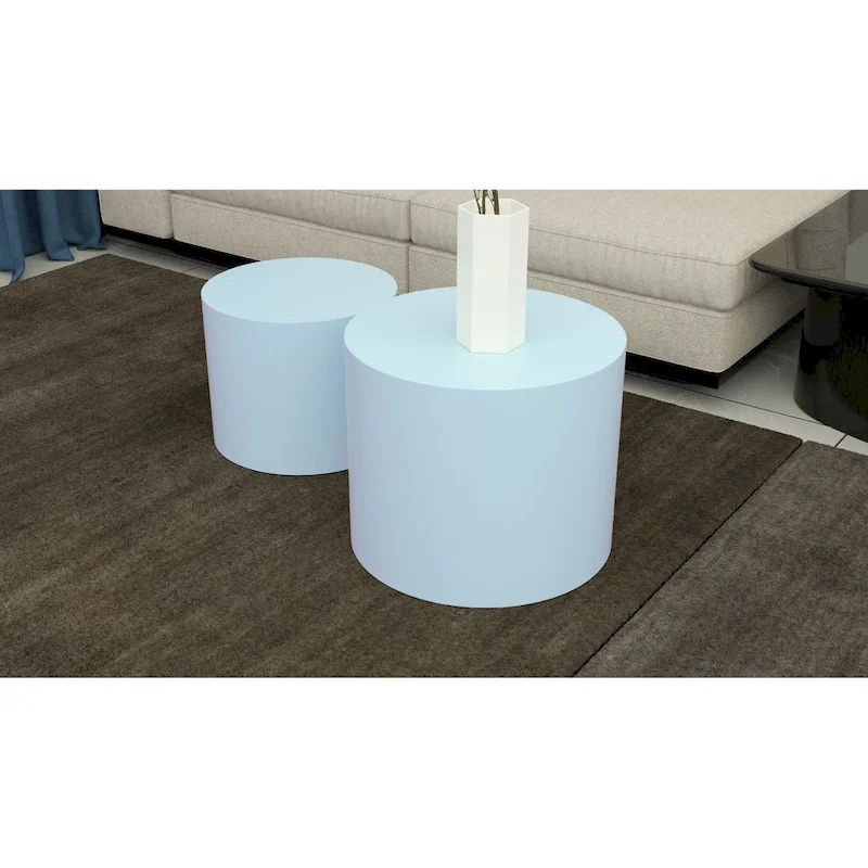 Round Nesting Tables Set, Coffee & End Tables, No Assembly