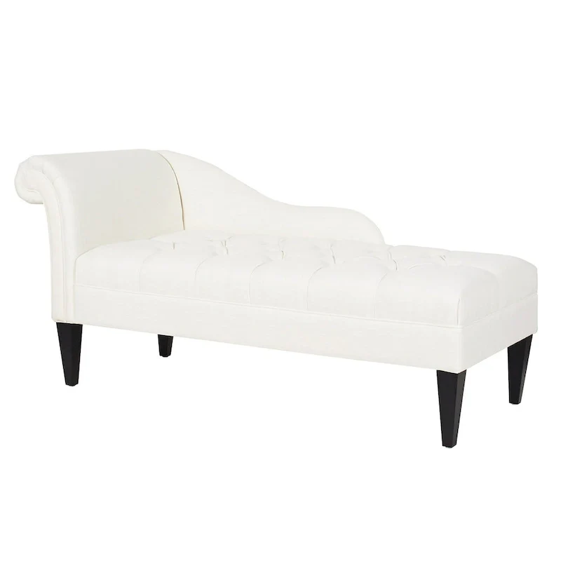 64 Mid-Century Tufted Rolled-Arm Chaise Lounge