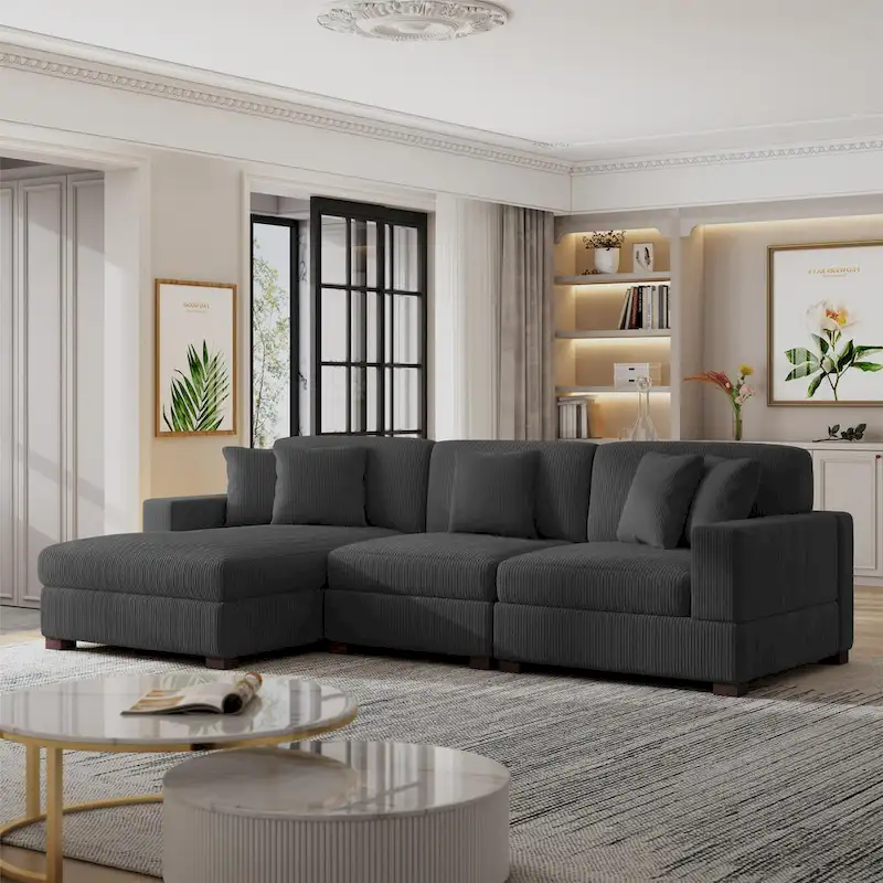 Modern Oversized Modular Sectional Sofa Set With Pillows