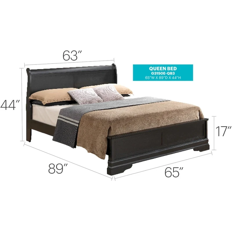 Louis Philippe Queen Panel Bed