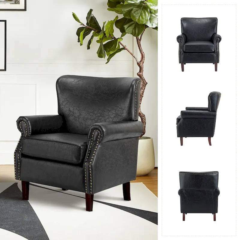 Levi Vegan Transitional Armchair with Rolled Arms Set of 2