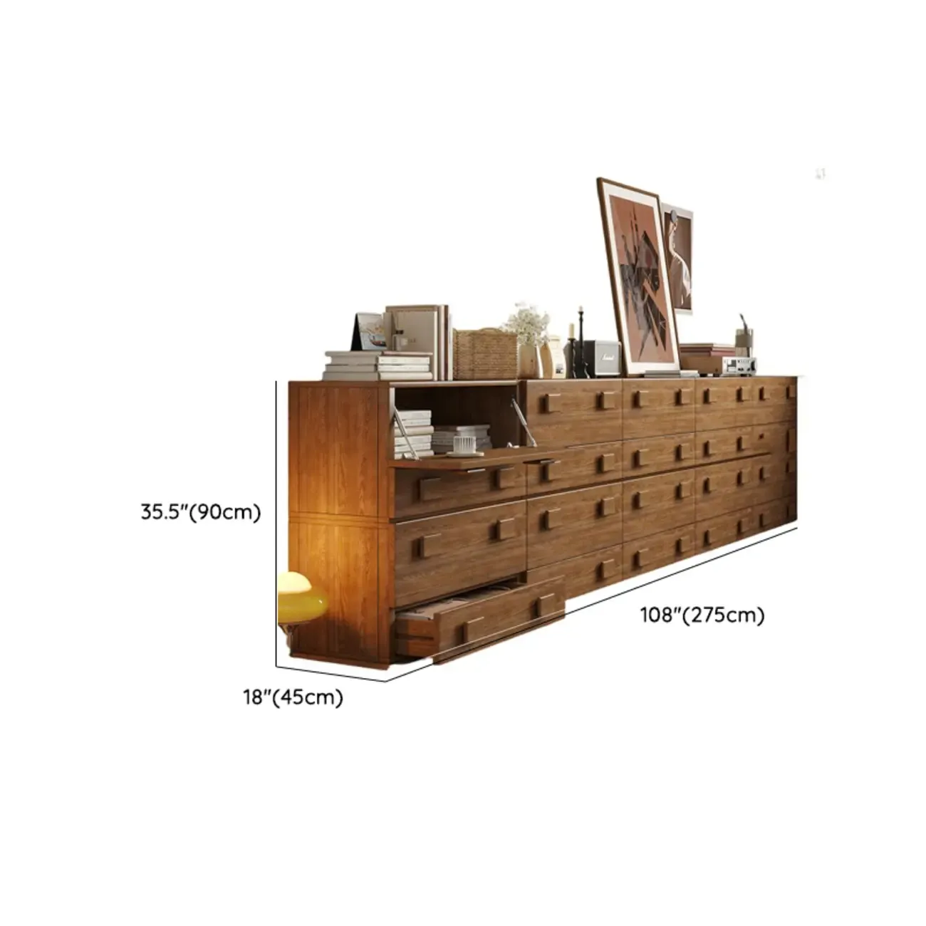 Drop-down Wood Chest Of Drawers Cabinet