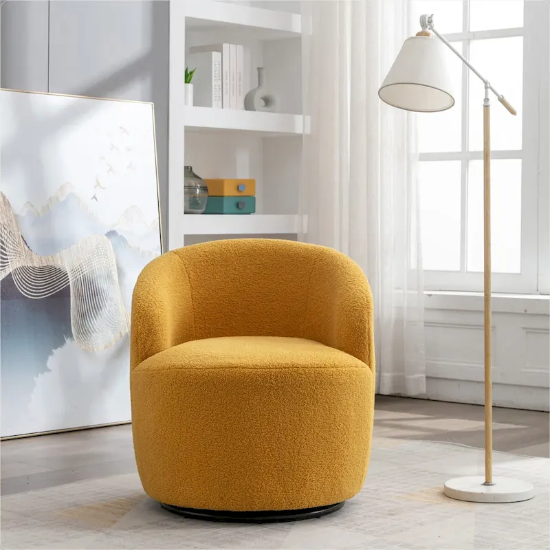 Teddy Fabric Swivel Accent Armchair Barrel Chair