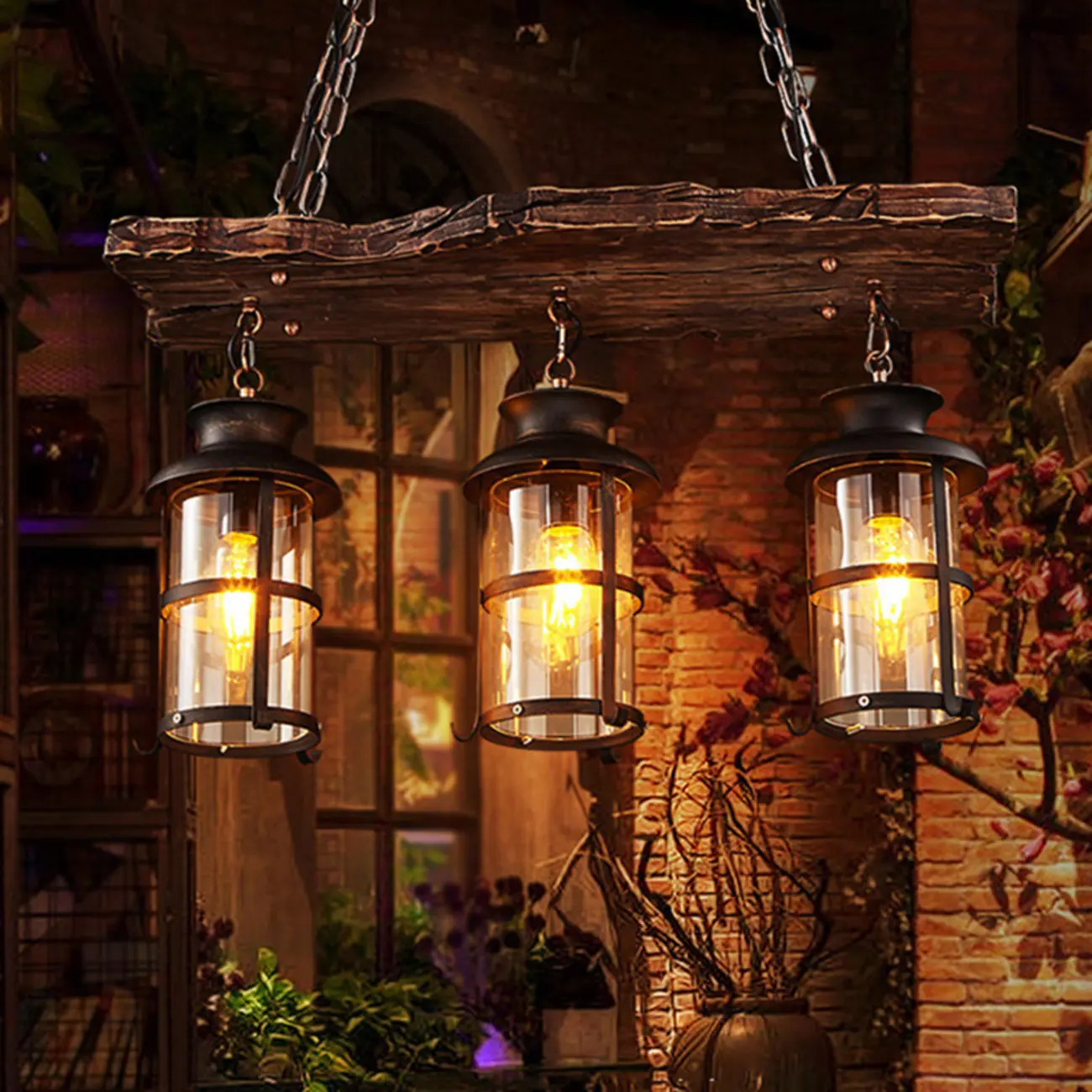 Industrial Island Light Brown Steampunk Cylindrical Pendant Light