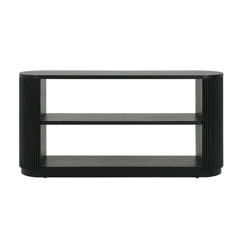 Modern Entryway Table (with Open Shelving and Elegant Wood Grain Design)