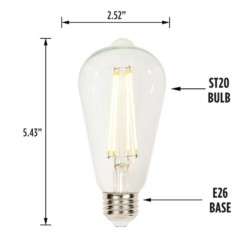Westinghouse Lighting 6.5-Watt (60-Watt Equivalent) Clear ST20 Dimmable Filament LED Light Bulb, Medium Base