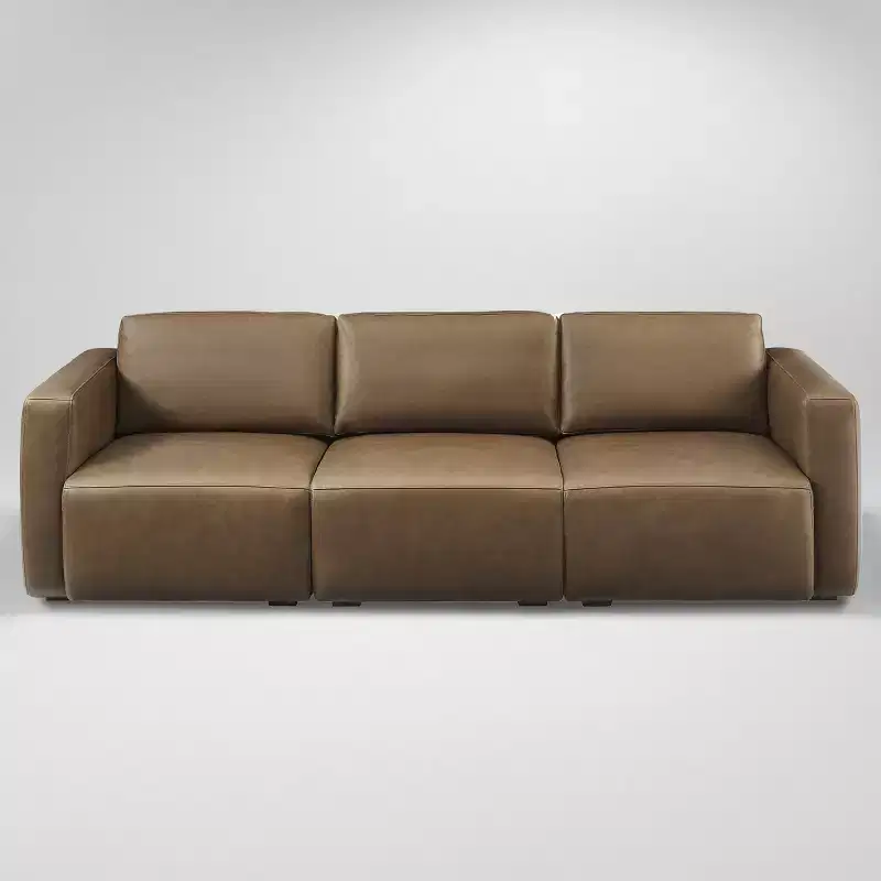 Brown / Chocolate Modular Sectional Sofa, 3-Seater, Leather Upholstered